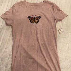 neutral pink brand new aeropostale butterfly tee